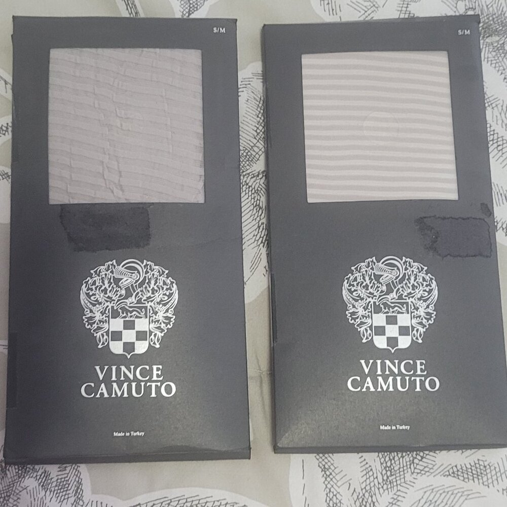 Two Pairs of Vince Camuto Pale Gray Tights 92% Nylon Size S/M NWT
